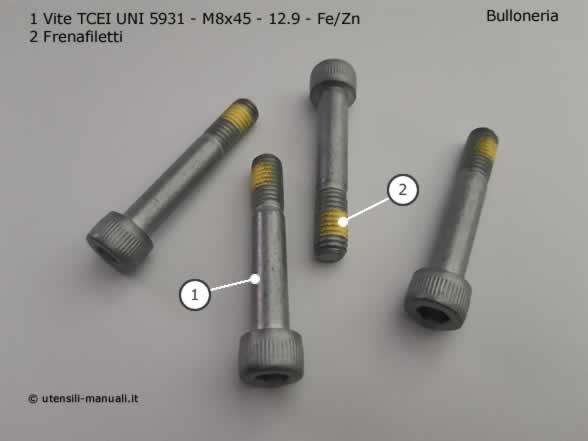 Vite testa esagono incassato M8x45 classe 12.9