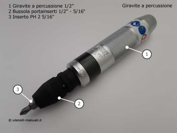 Giravite a percussione bussola portainserti